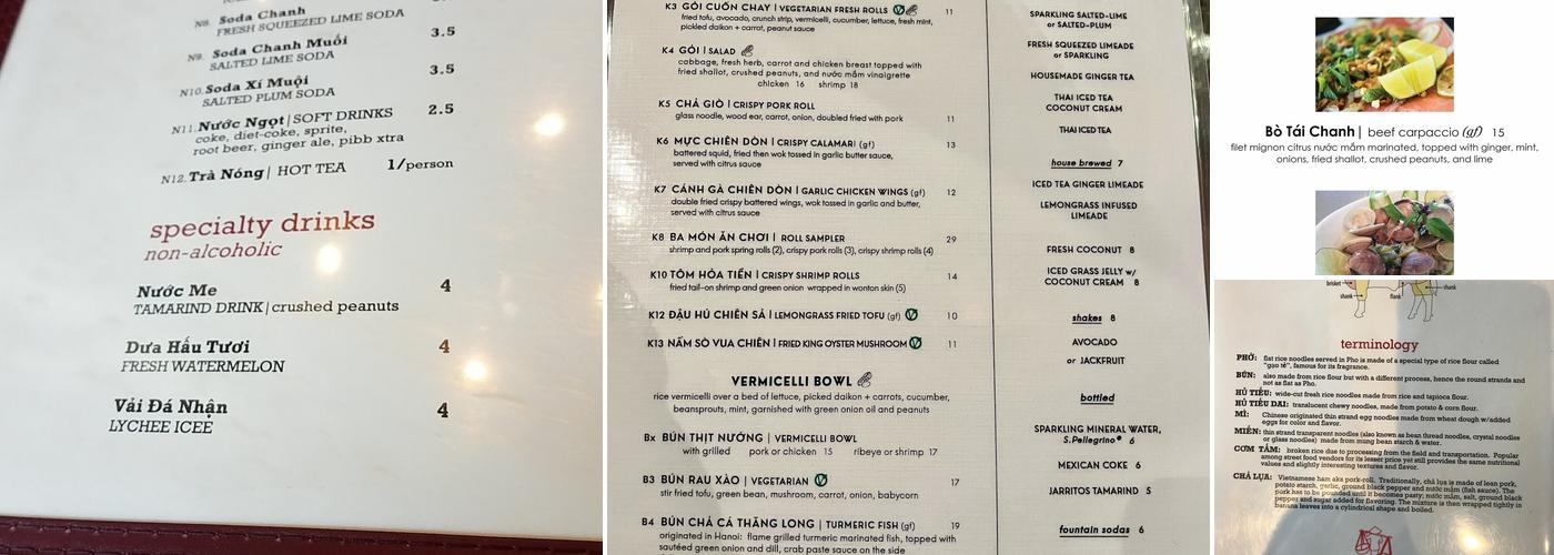 Sidestreet Pho Menu