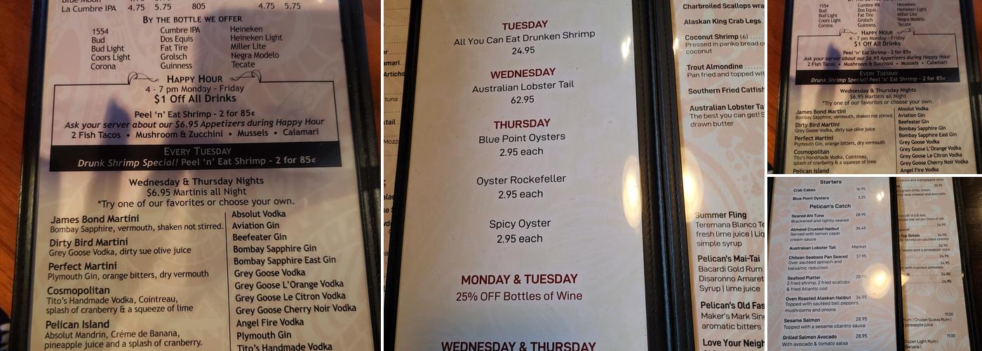 Pelican's West of Albuquerque Menu