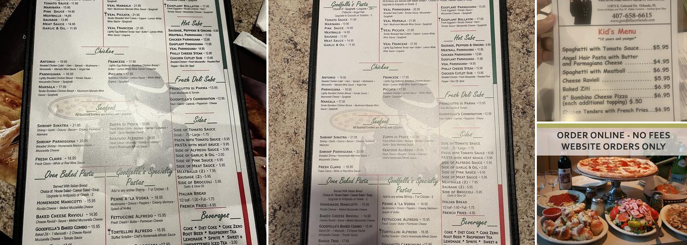 Goodfella's Pizzeria Menu