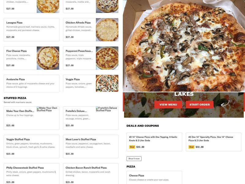 Fratellos Pizza Menu