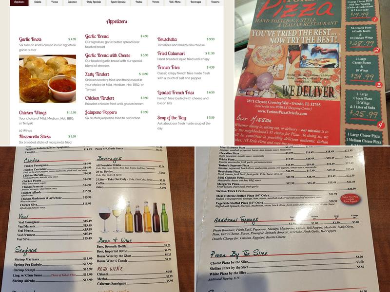 Torino's Pizza & Italian restaurant Menu