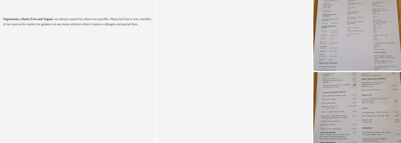 The Orangery Café Menu