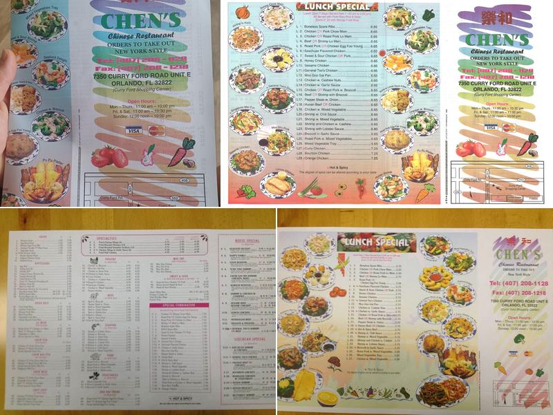Chen's Restaurant Menu