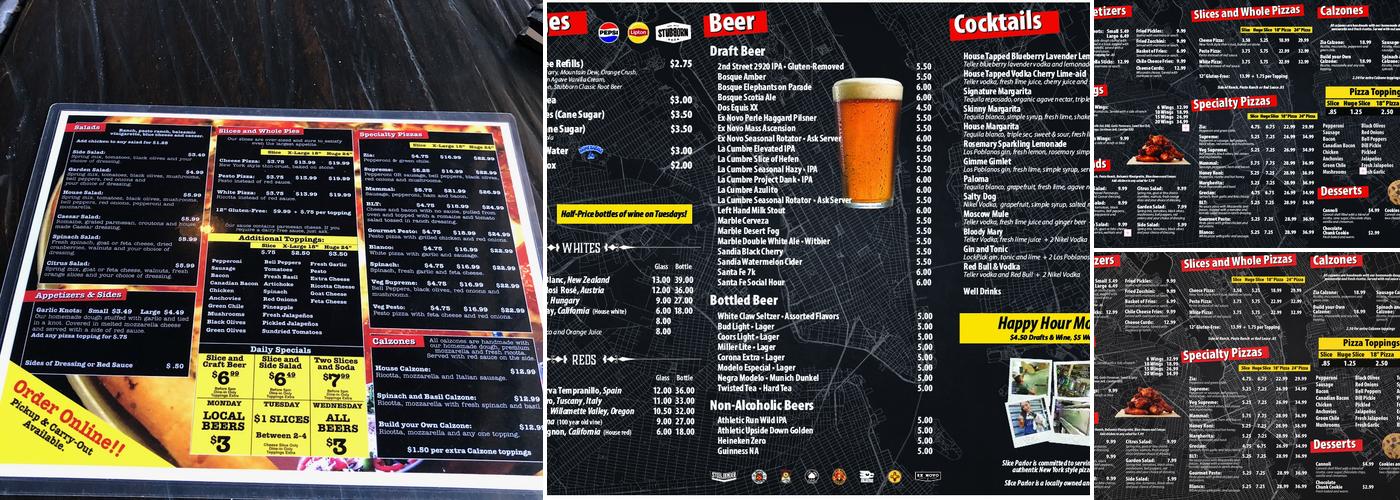 Slice Parlor Menu