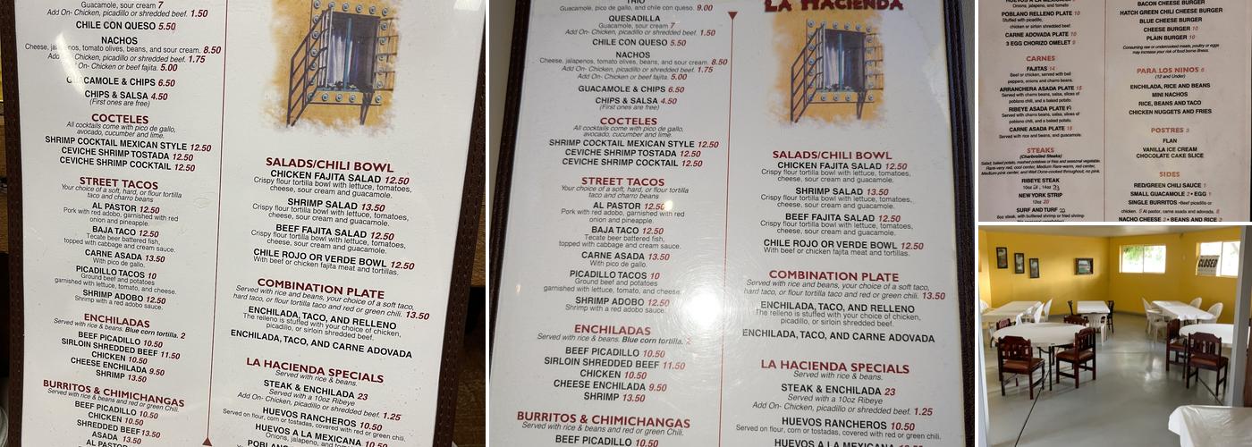 La Hacienda Menu