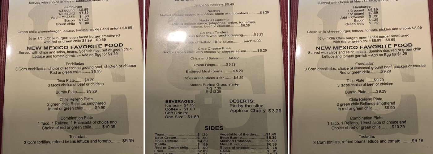 Double C Diner Menu