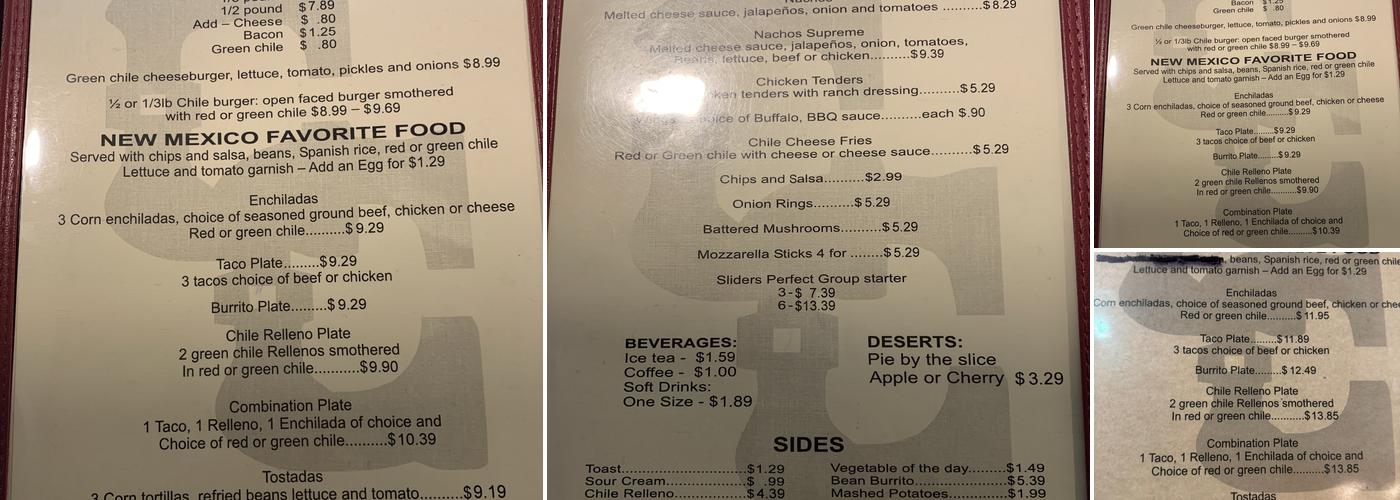 Double C Diner Menu