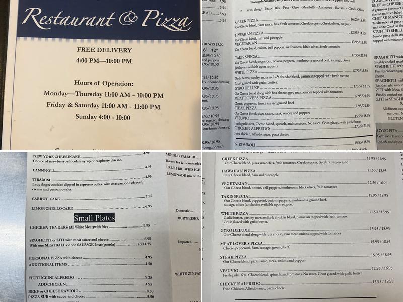 Takis Pizza House II Menu