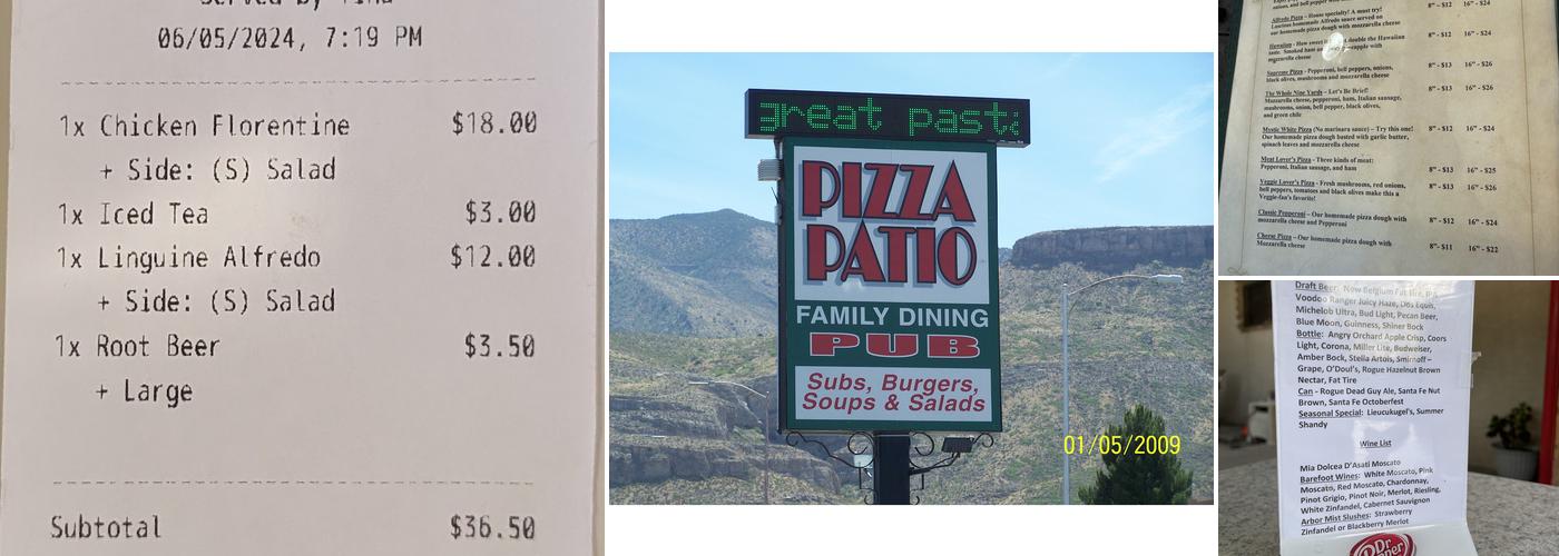 Pizza Patio Menu
