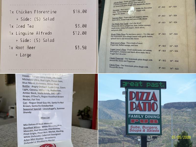 Pizza Patio Menu
