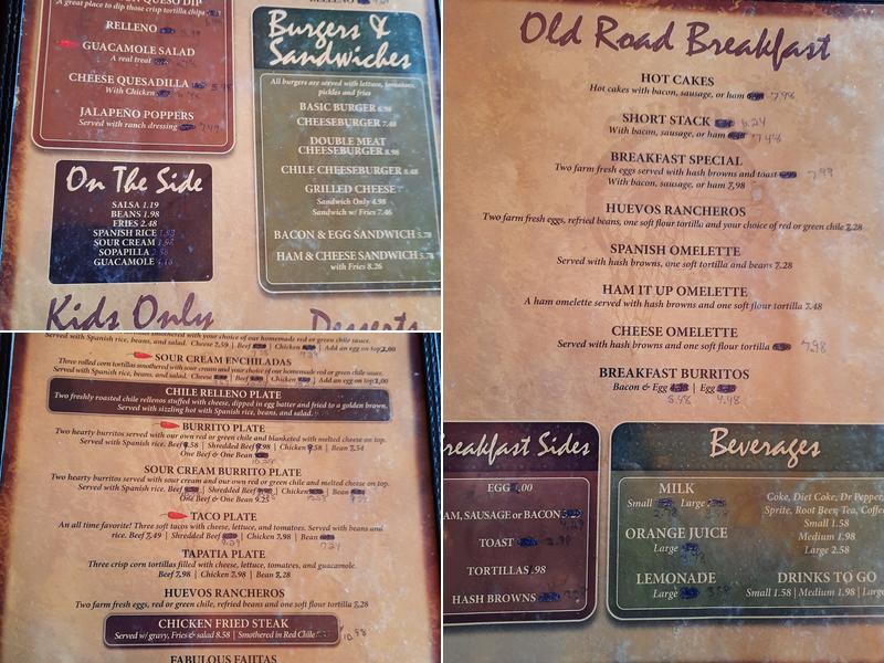 Old Road Restaurant Menu