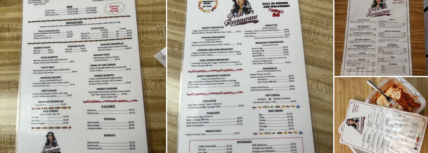 Maria's Restaurant Menu
