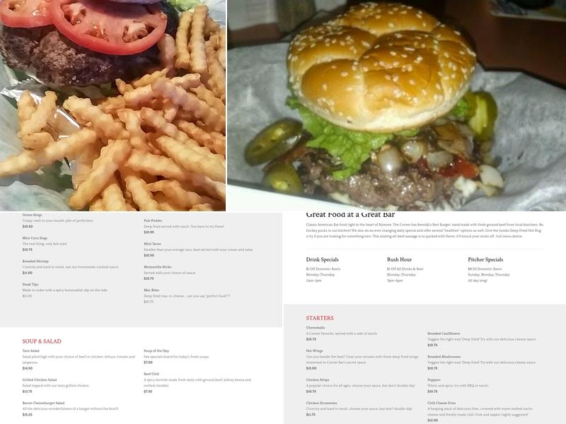 Corner Bar Menu