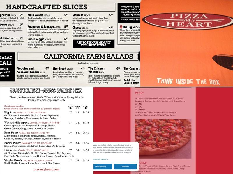 Pizza My Heart Menu