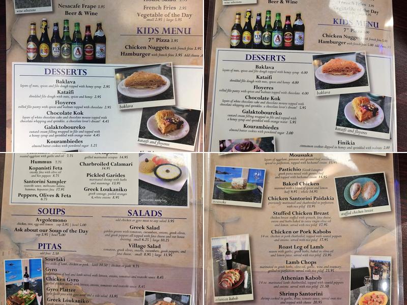 Santorini Restaurant Menu