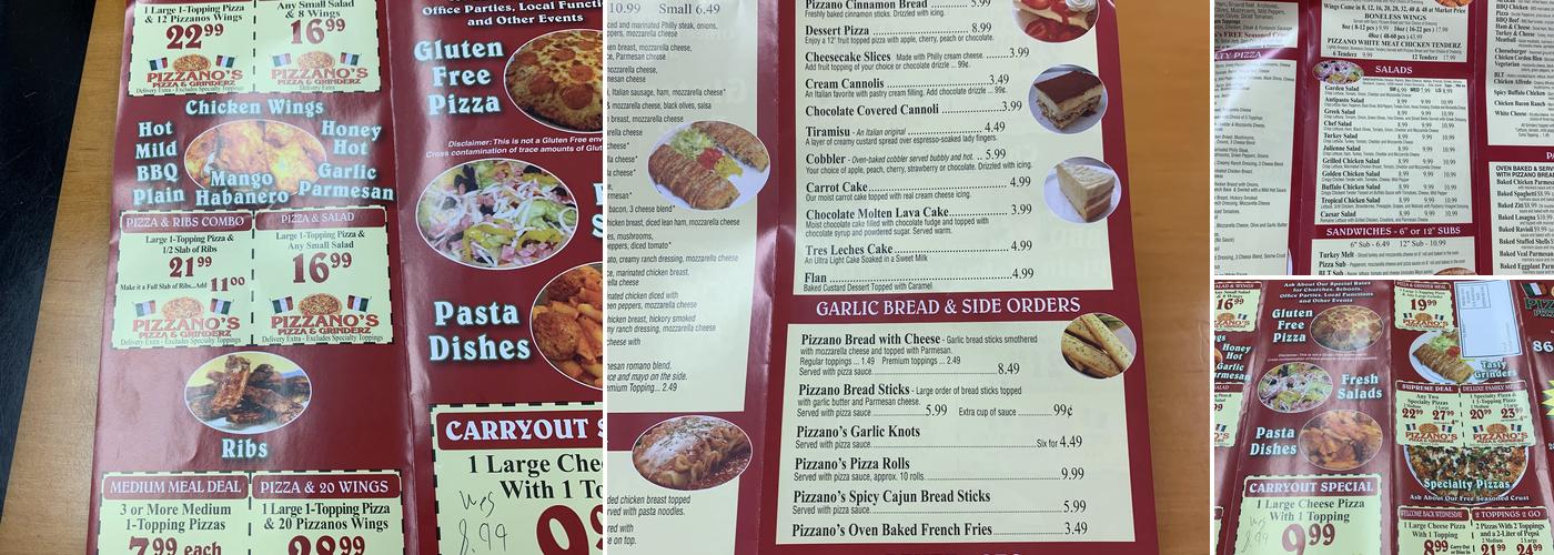 Pizzano's Pizza & Grinders Haines City Menu