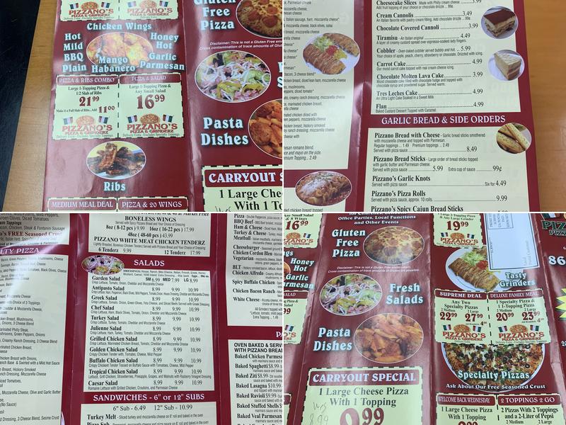Pizzano's Pizza & Grinders Haines City Menu