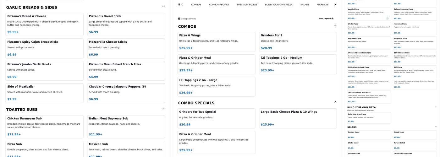 Pizzano's Pizza & Grinders Menu