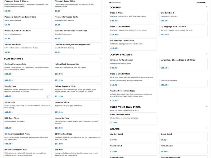 Pizzano's Pizza & Grinders Menu