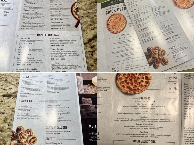 Flippers Pizzeria Menu