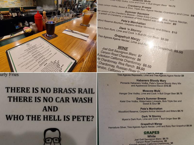 Pete's Brass Rail & Car Wash Menu