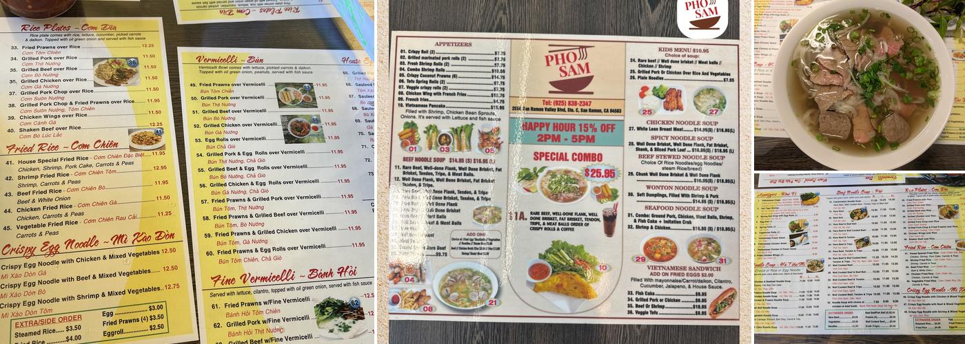 Pho Sam Menu