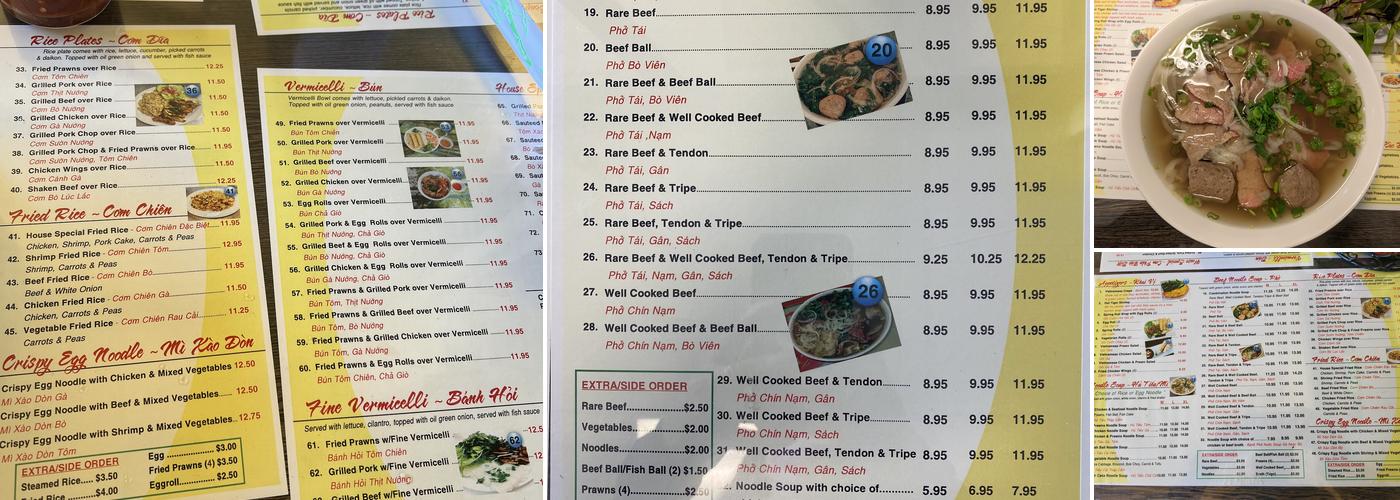 Pho Sam Menu