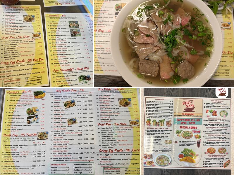 Pho Sam Menu