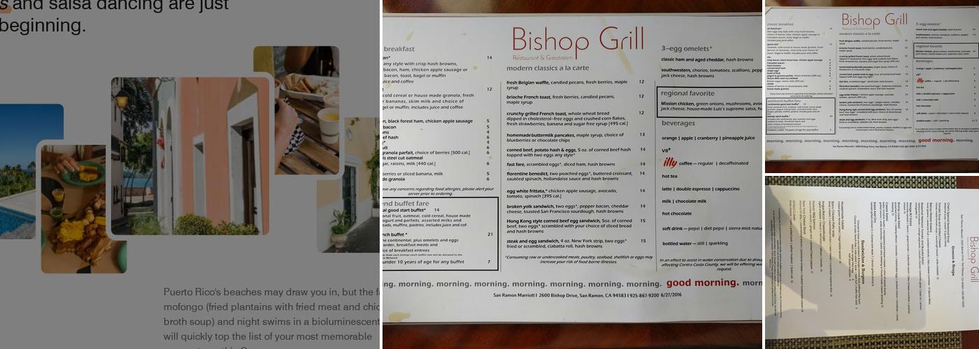 Bishop Grill Menu