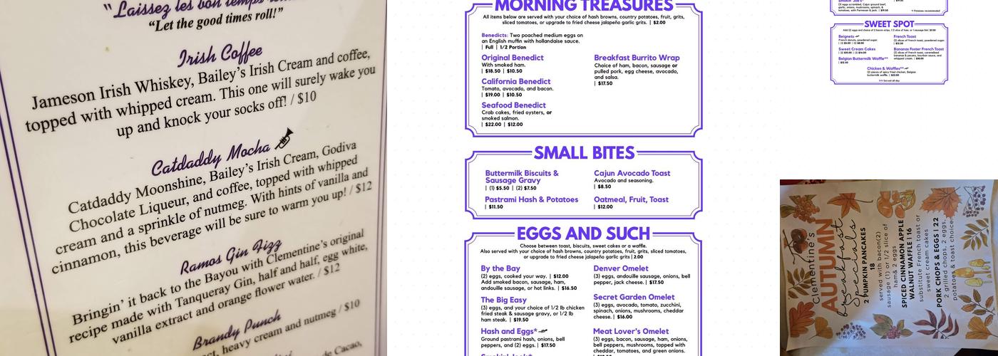 Clementine's Menu