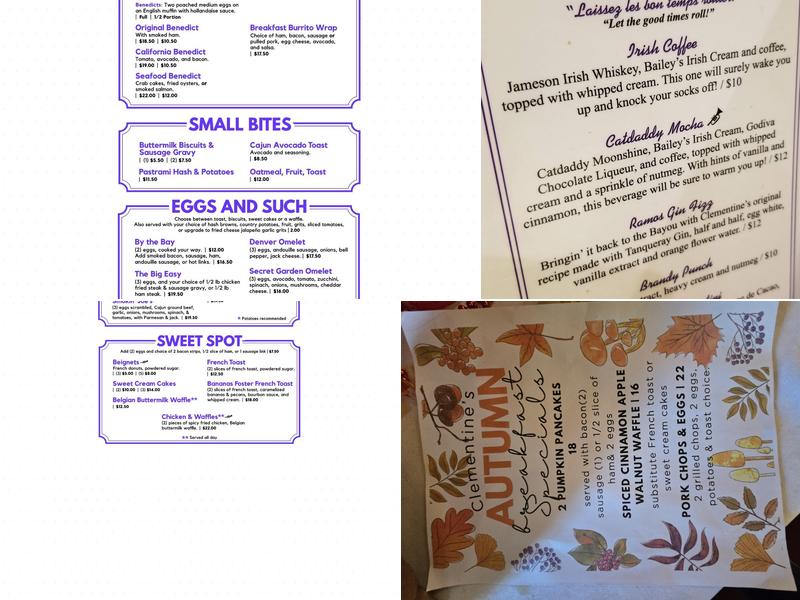 Clementine's Menu