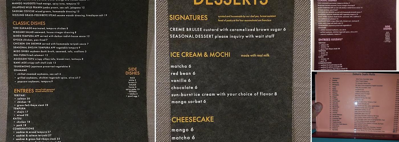 Sakura Japanese Cuisine Menu