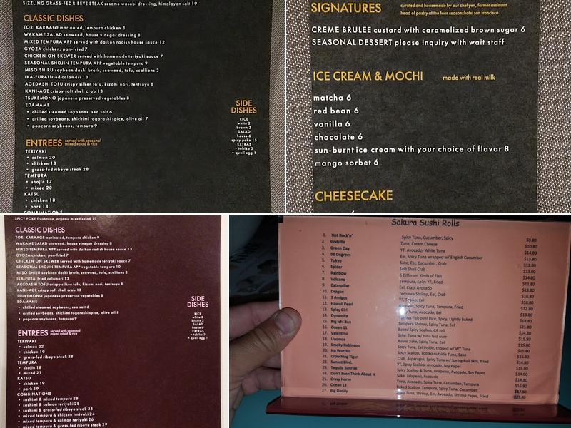 Sakura Japanese Cuisine Menu