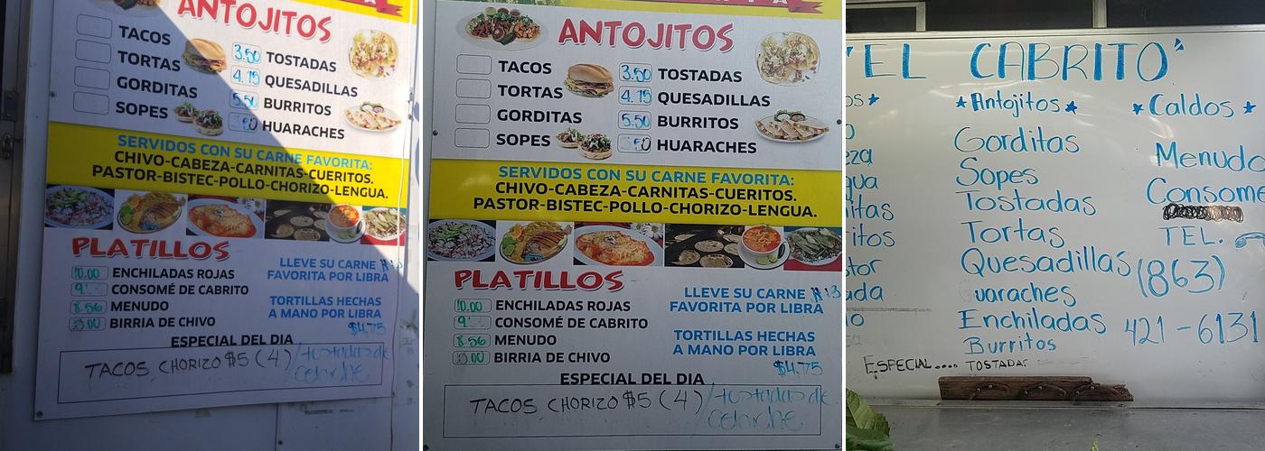 El Cabrito Taqueria Menu