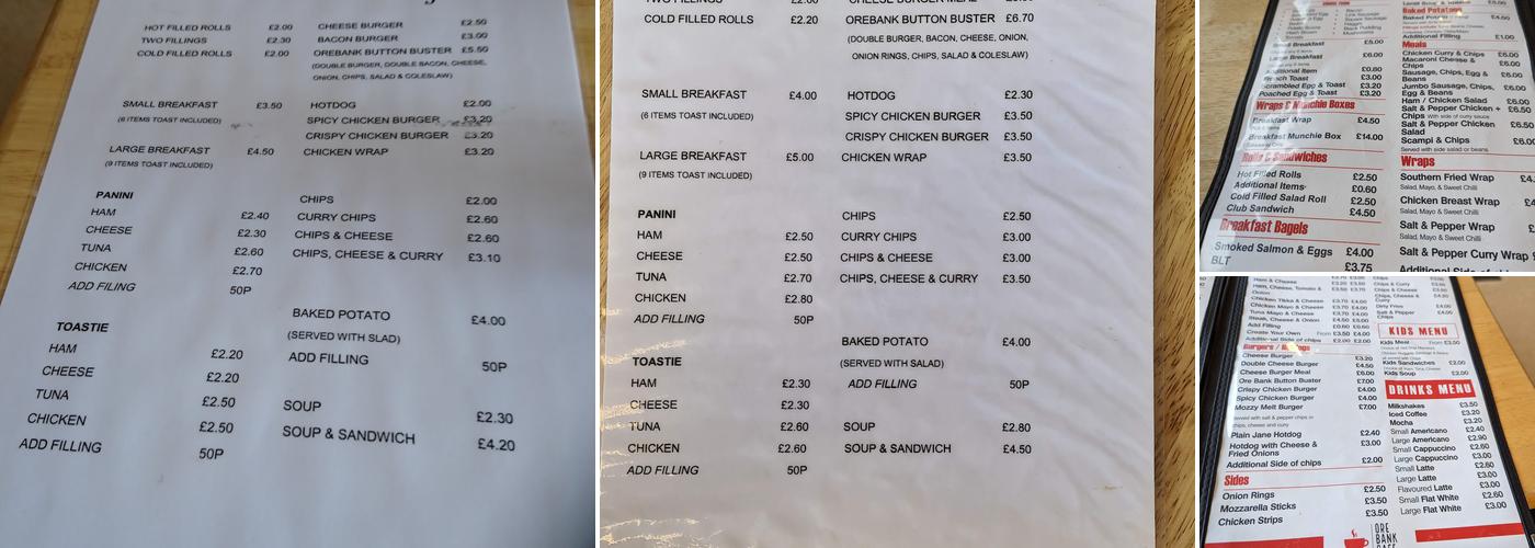 Ore-Bank Cafe Menu