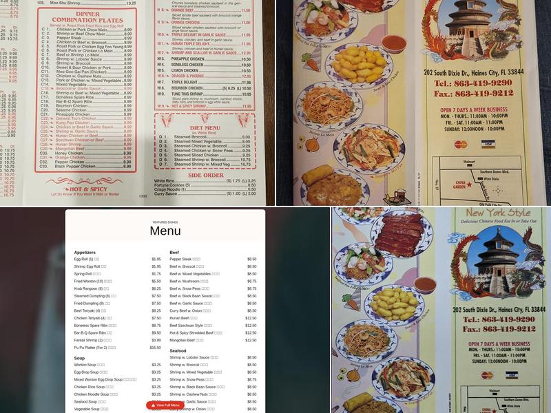 China Garden Restaurant Menu