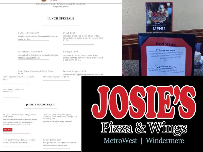 Josie's Pizza & Wings-MetroWest Menu