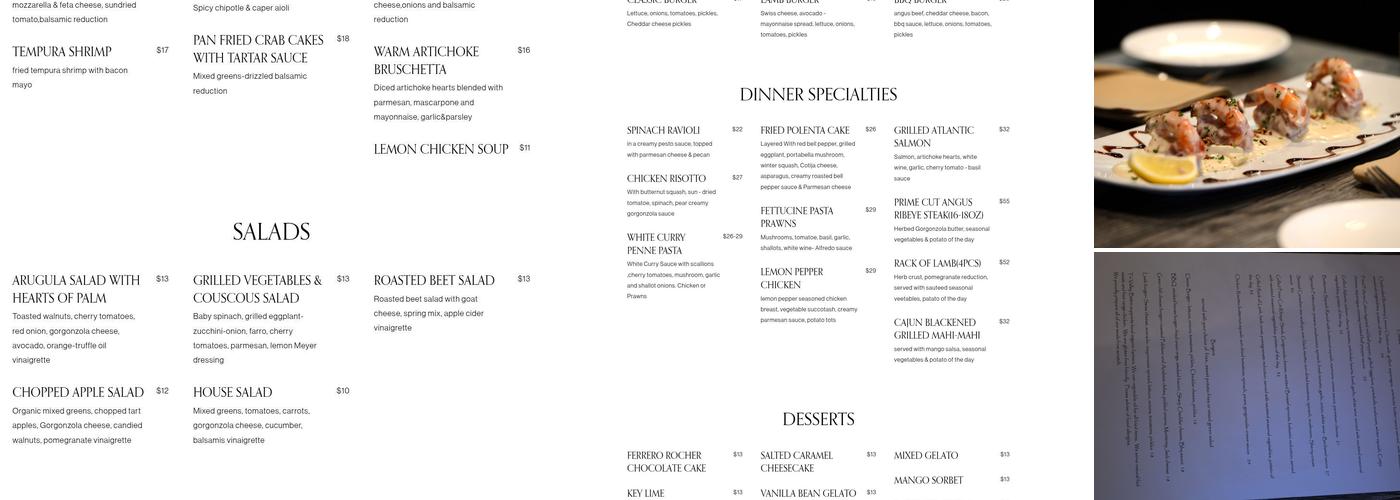 Tri Valley Bistro Menu