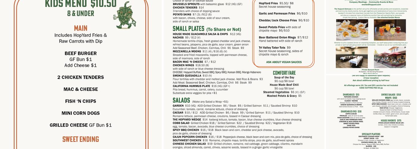 The Hop Yard American Alehouse & Grill Menu