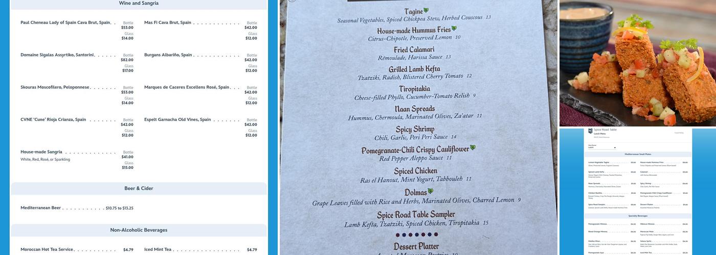 Spice Road Table Menu