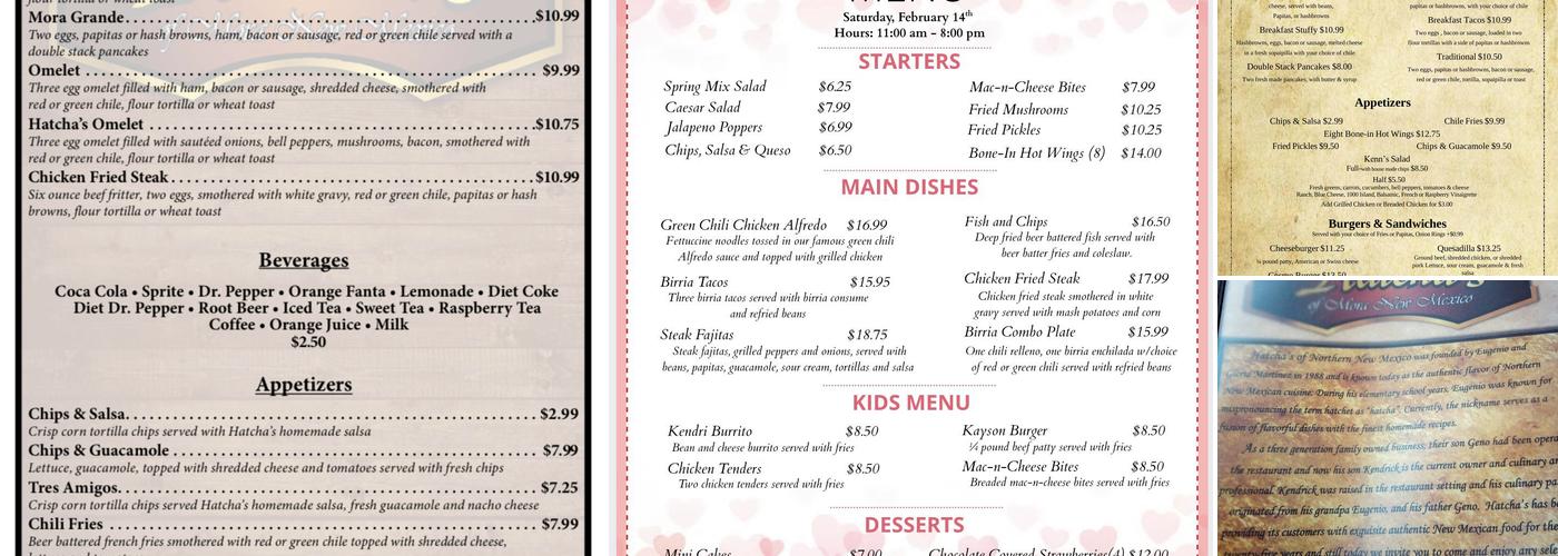Hatcha's Cafe Menu