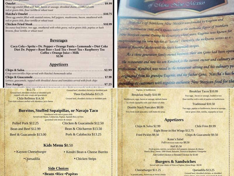 Hatcha's Cafe Menu
