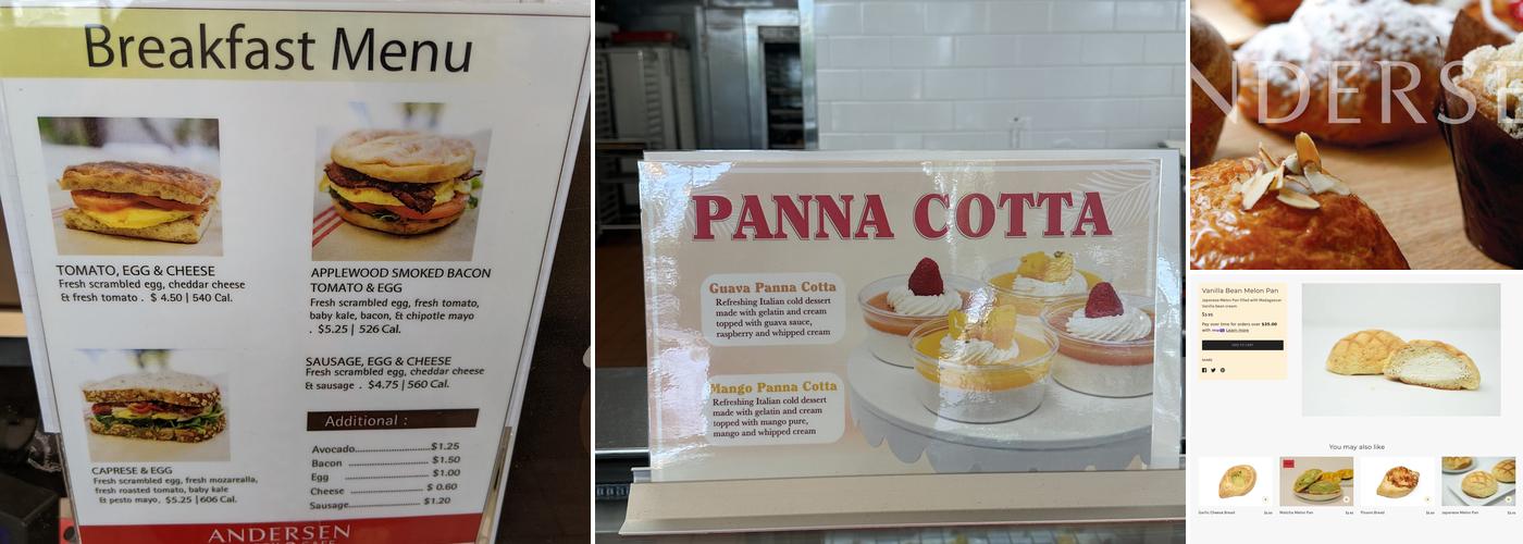 Andersen Bakery Menu