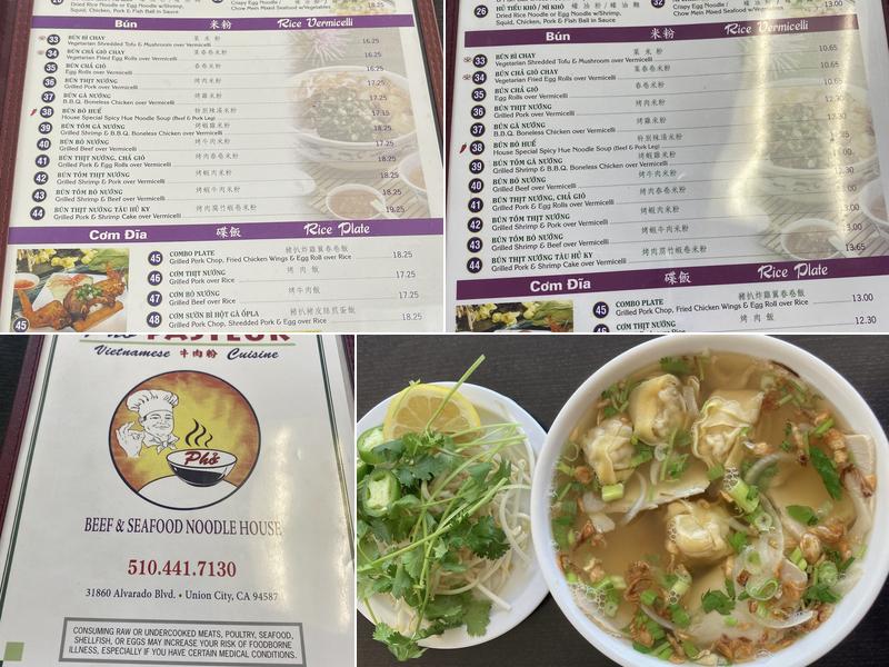 Pho Pasteur Restaurant Menu
