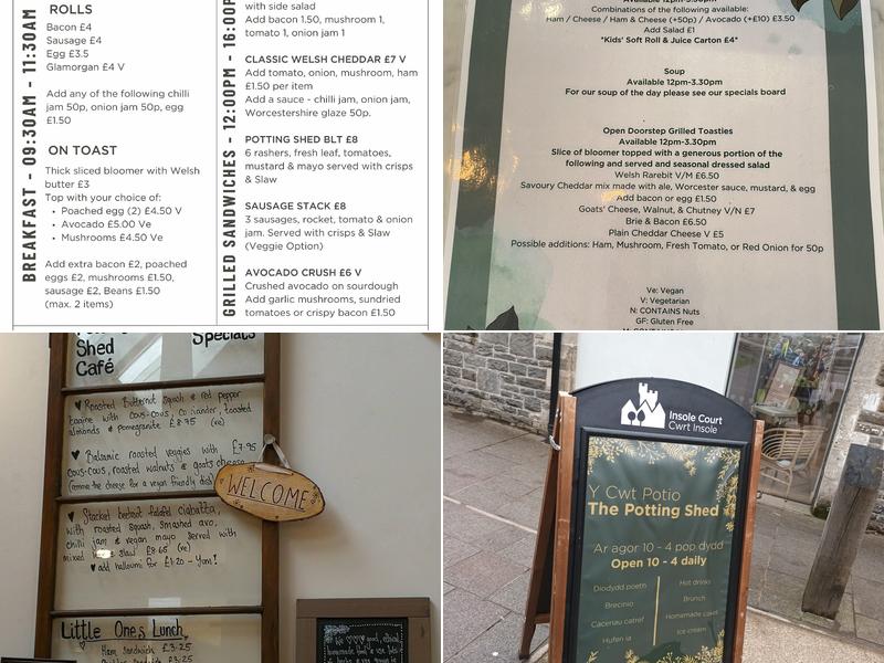 The Potting Shed Cafe Menu