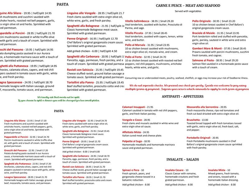 Il Paesano Ristorante Italiano Menu