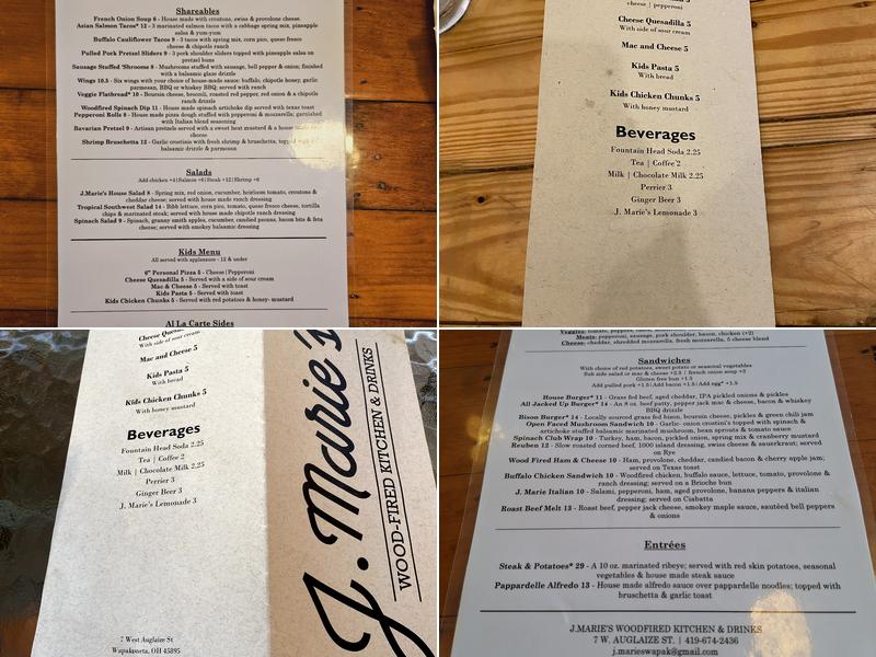 J. Marie's Wood-Fired Kitchen and Drinks Menu