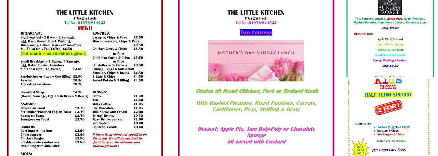 The Little Kitchen Menu