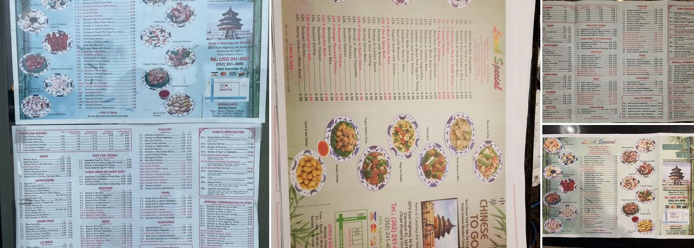 Chinese To Go Menu