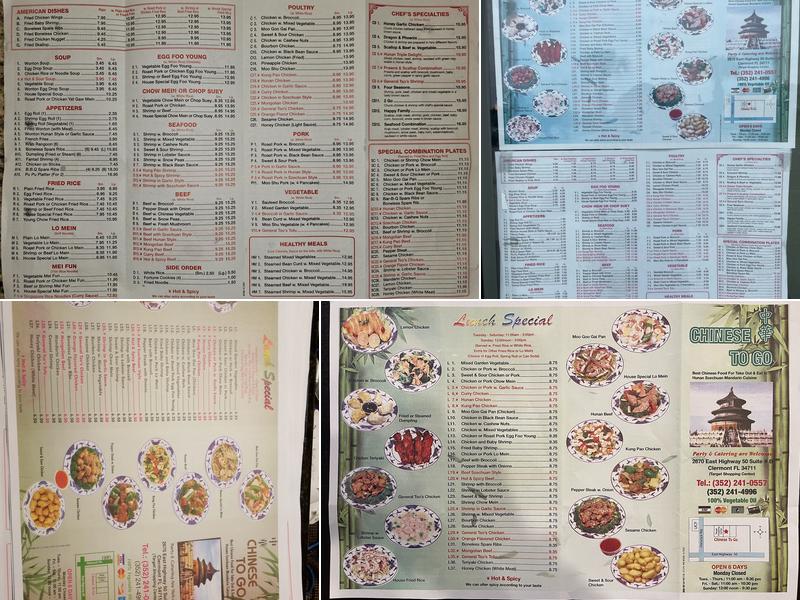 Chinese To Go Menu